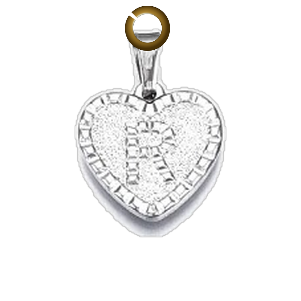 Heart Letter Charm - R charm with jump ring