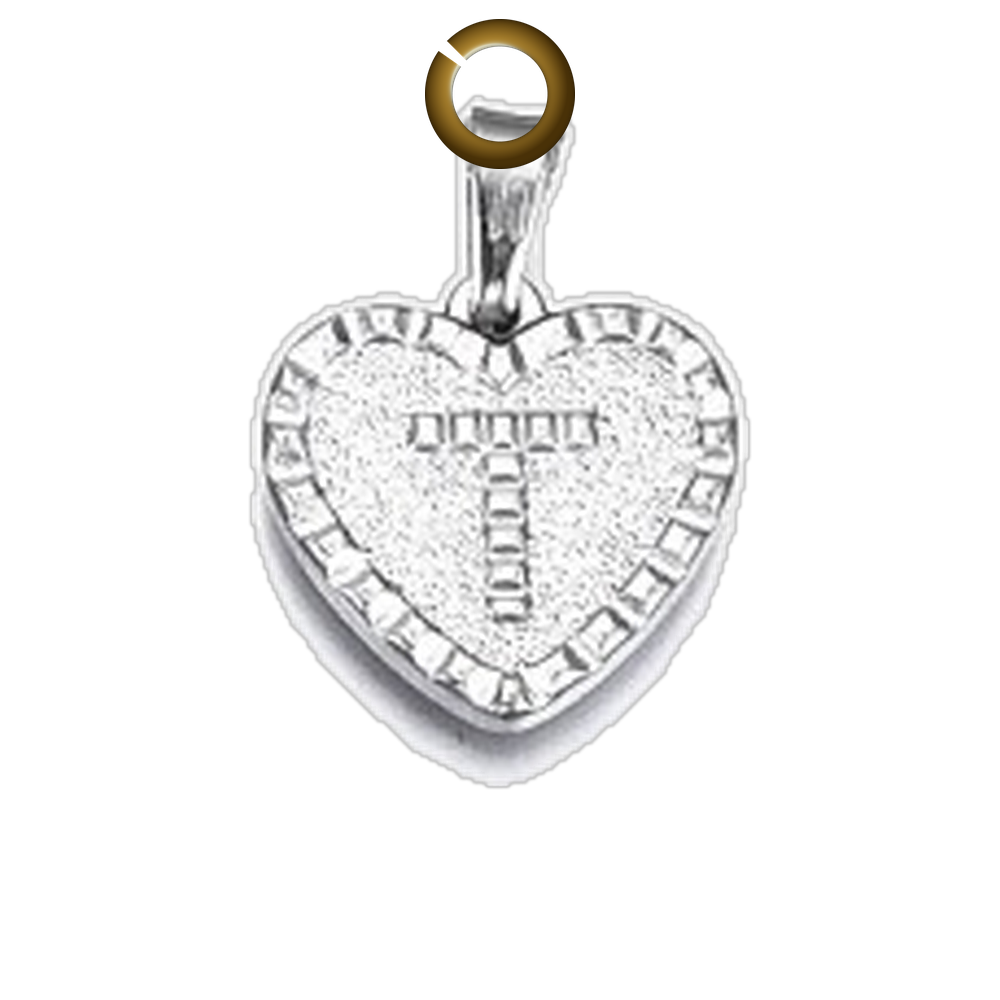 Heart Letter Charm - T charm with jump ring