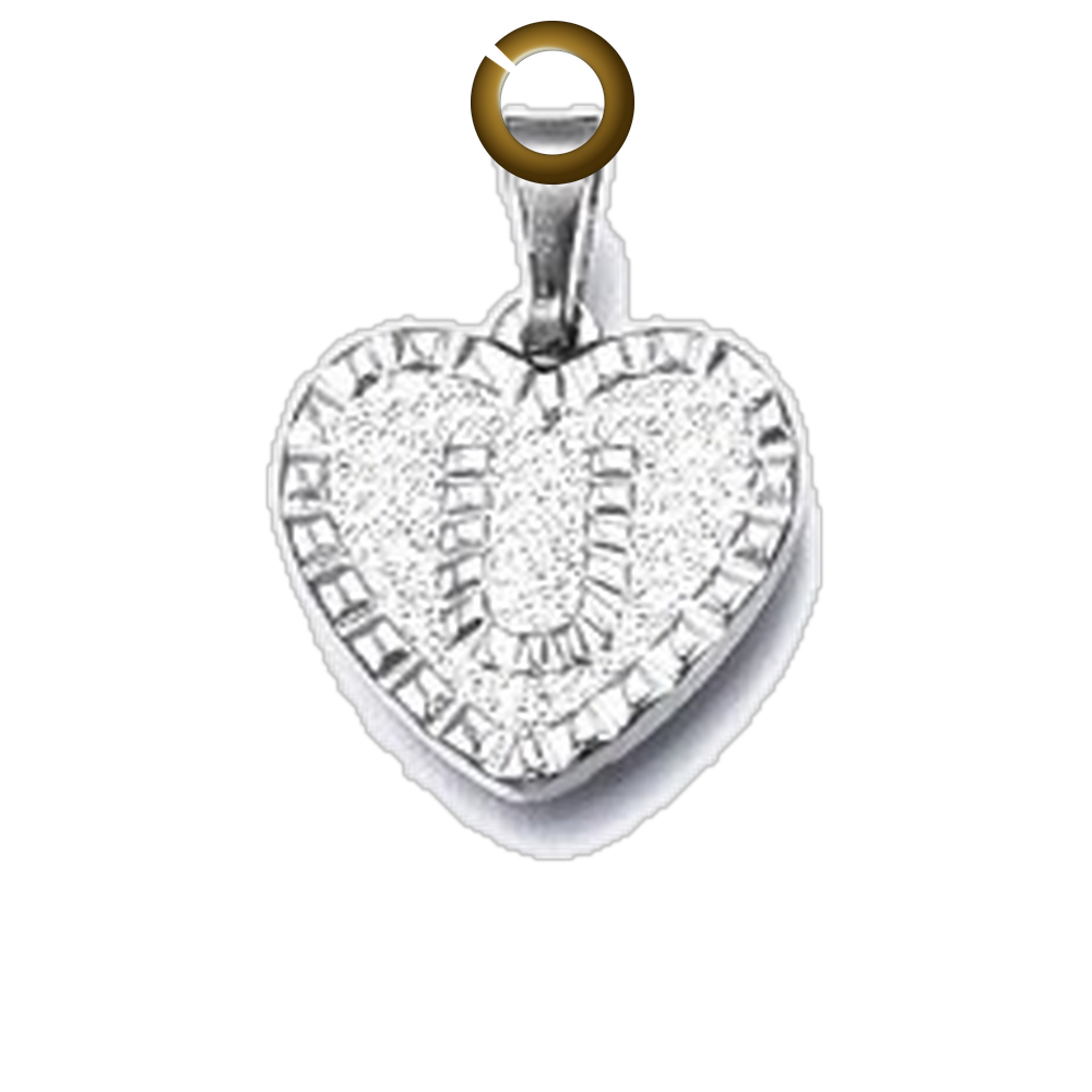 Heart Letter Charm - U charm with jump ring