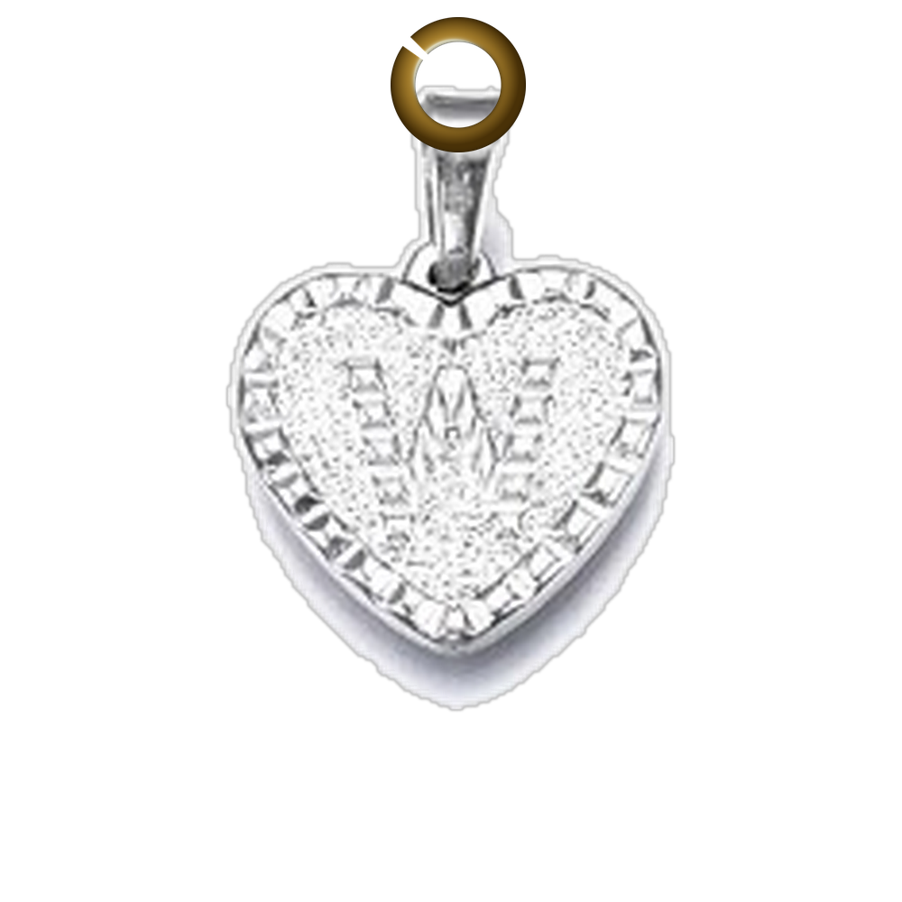 Heart Letter Charm - W charm with jump ring