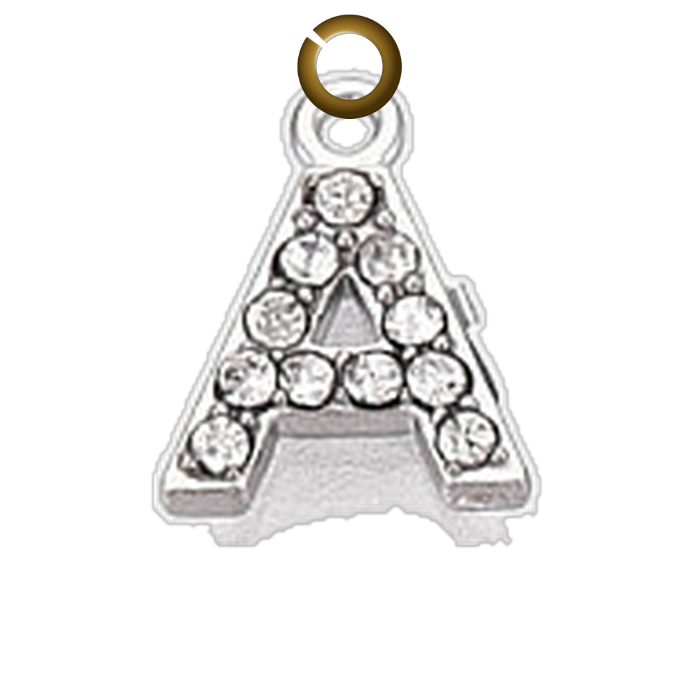 Rhinestone Letter Charm - A charm with jump ring