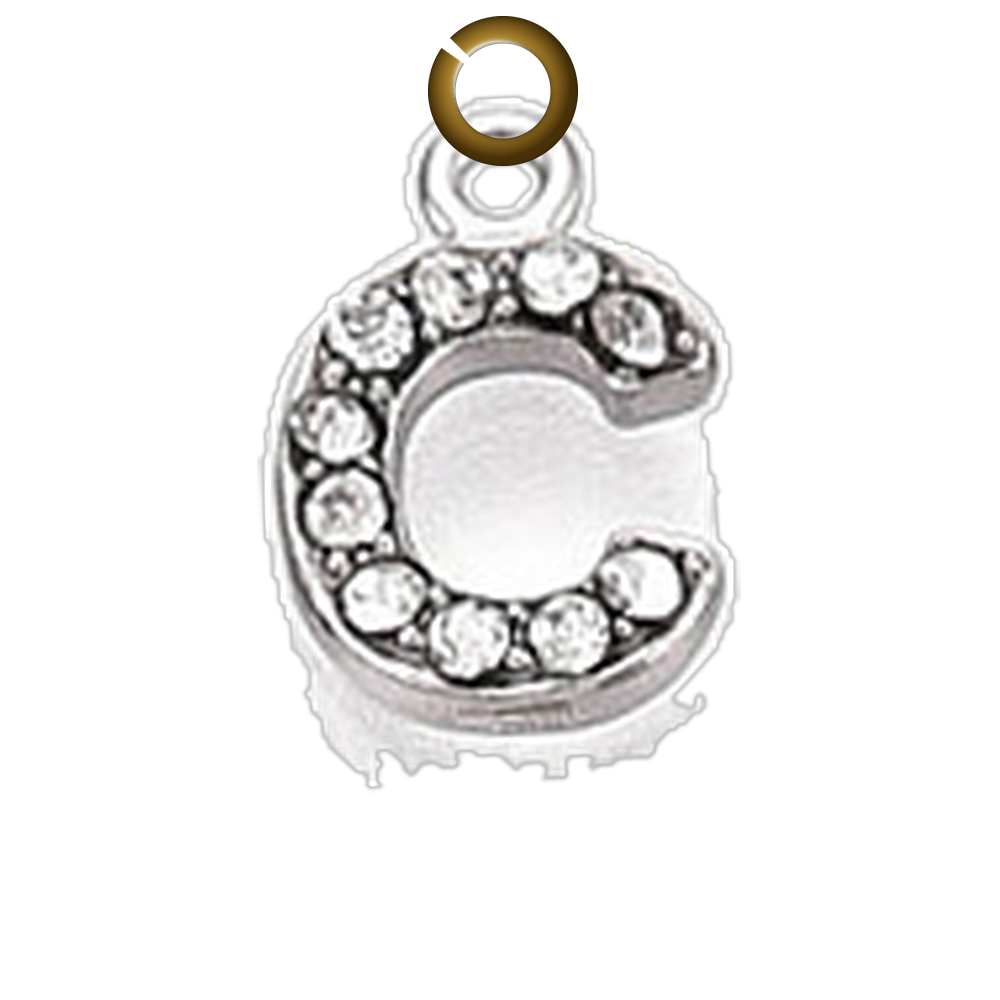 Rhinestone Letter Charm - C charm with jump ring