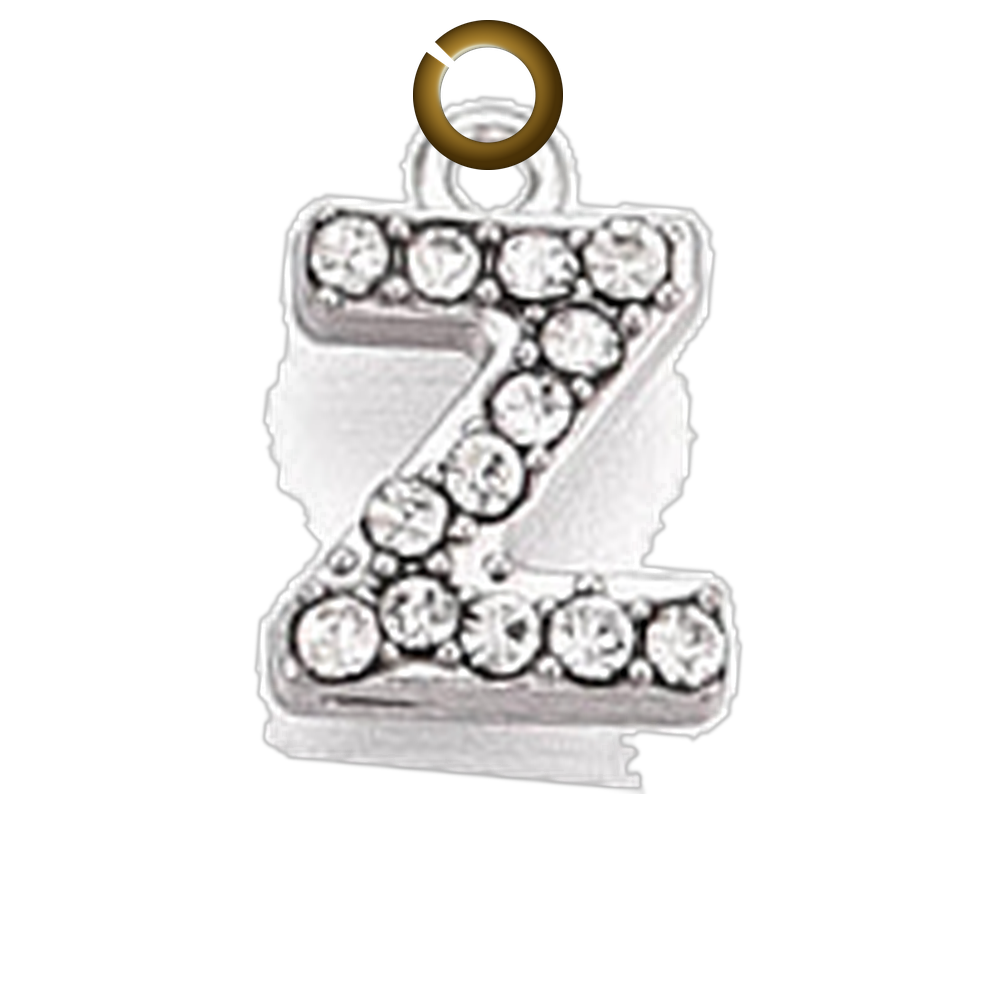 Rhinestone Letter Charm - Z charm with jump ring