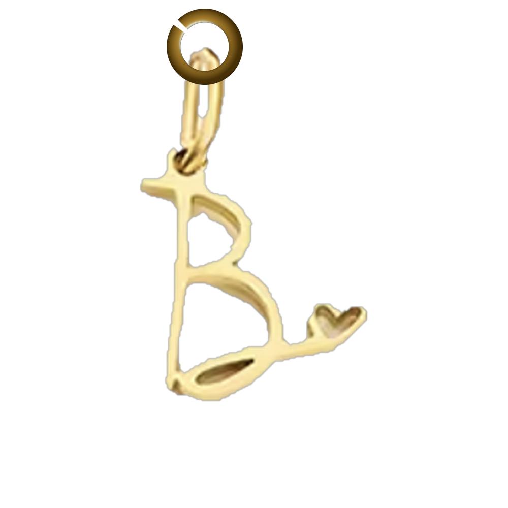 Script Heart Letter Charm - B charm with jump ring