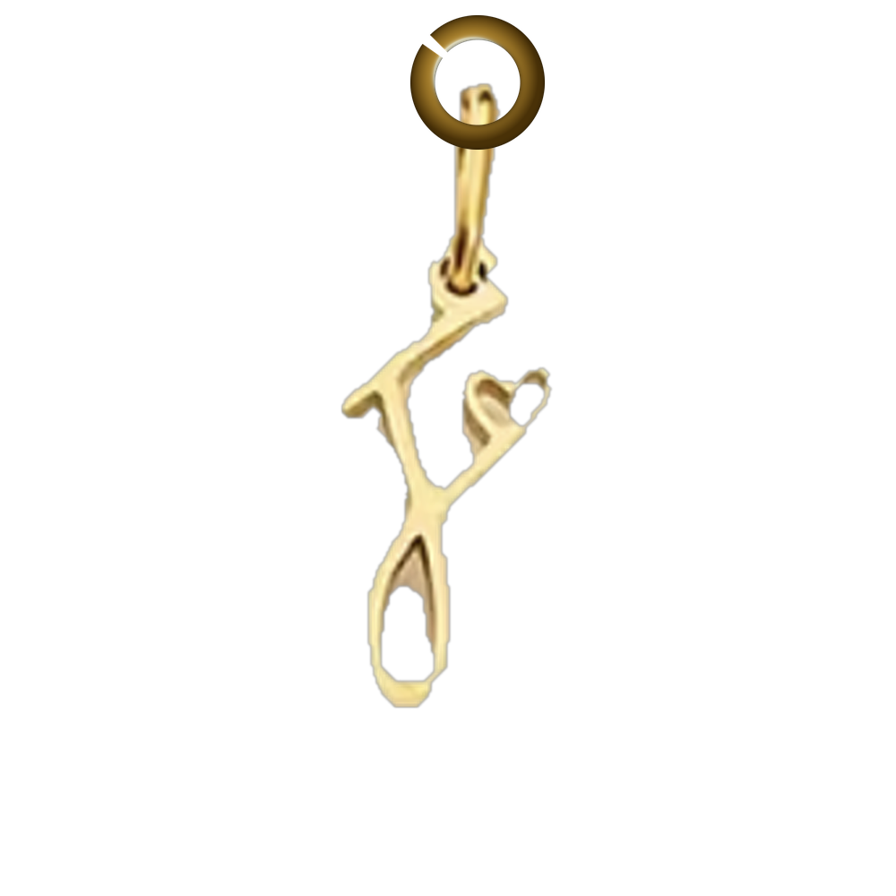Script Heart Letter Charm - F charm with jump ring