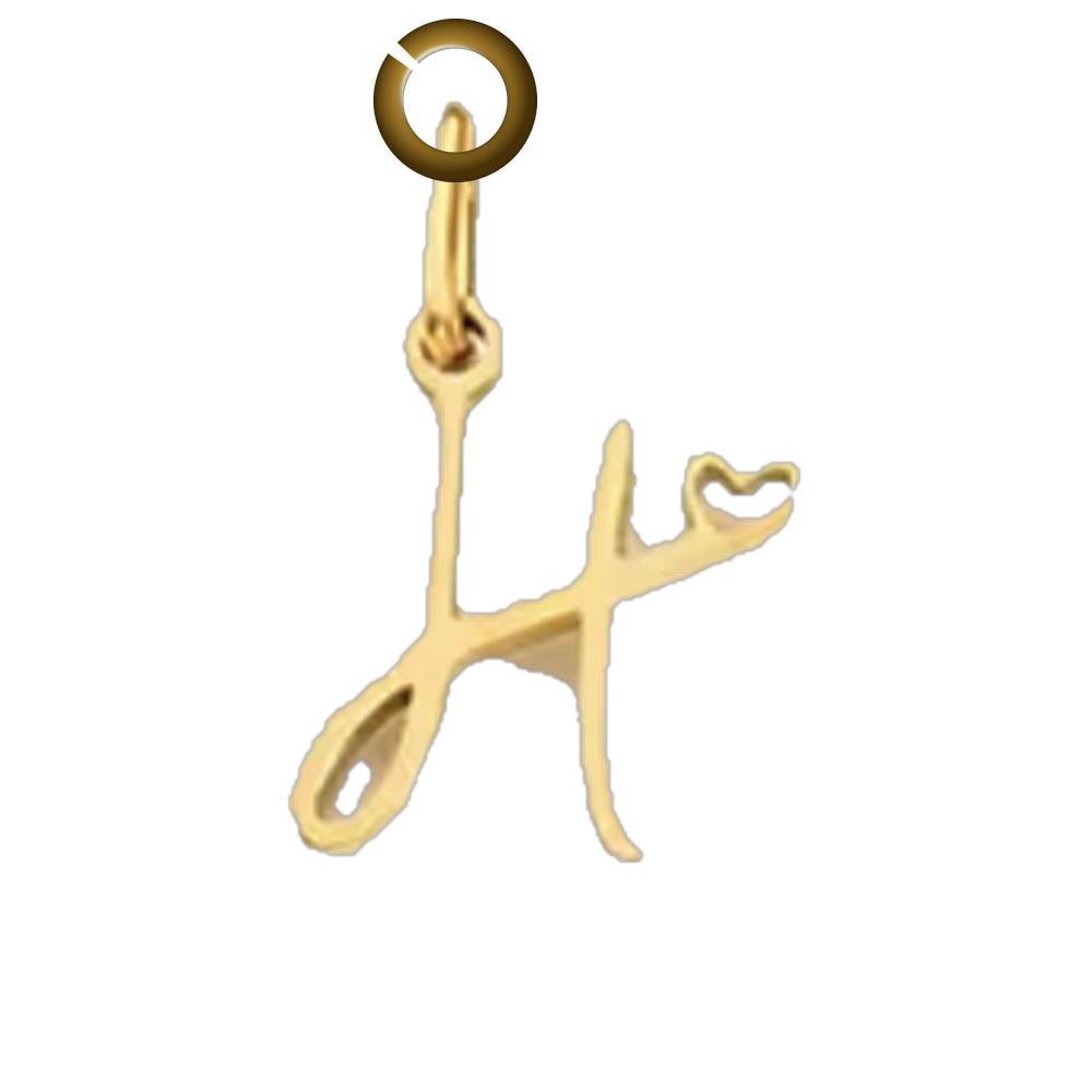 Script Heart Letter Charm - H charm with jump ring