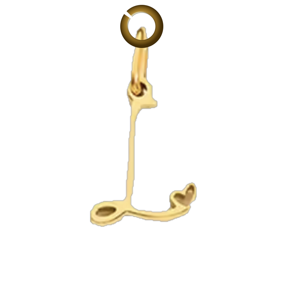 Script Heart Letter Charm - L charm with jump ring