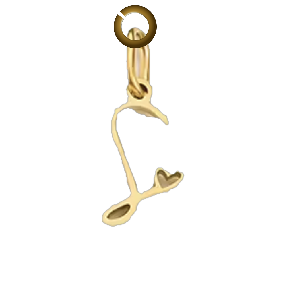 Script Heart Letter Charm - S charm with jump ring