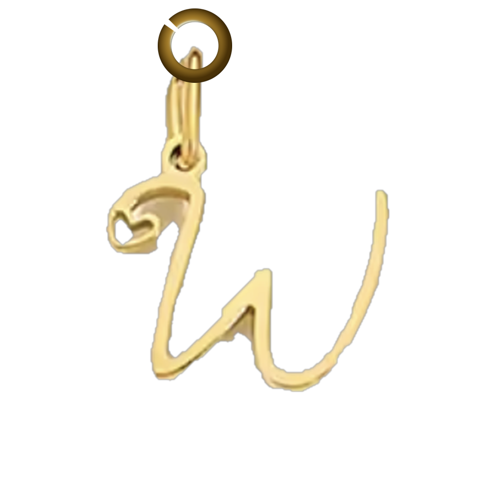 Script Heart Letter Charm - W charm with jump ring