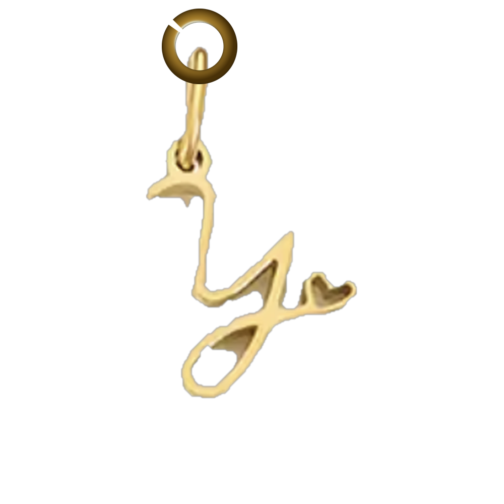 Script Heart Letter Charm - Y charm with jump ring