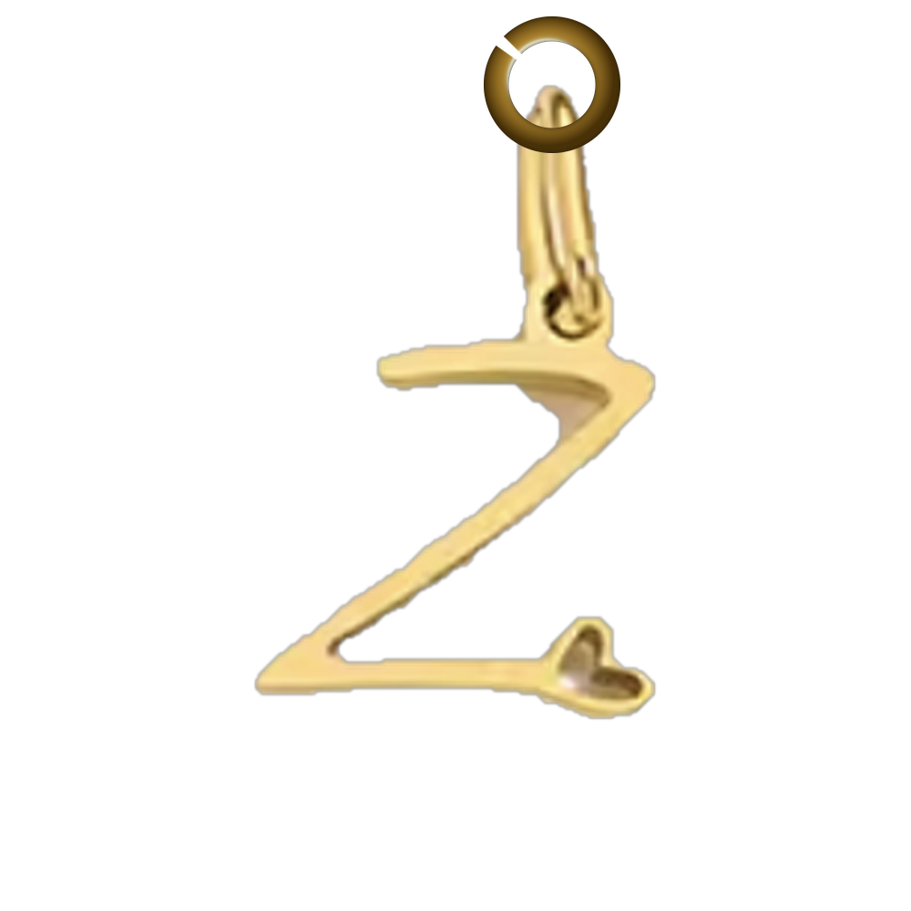 Script Heart Letter Charm - Z charm with jump ring
