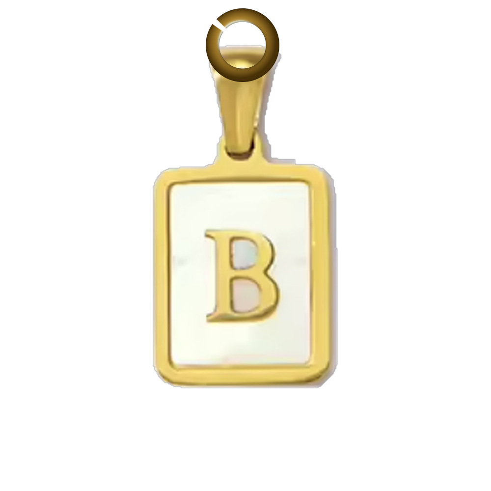 Mother of Pearl Letter Charm - B charm with jump ring