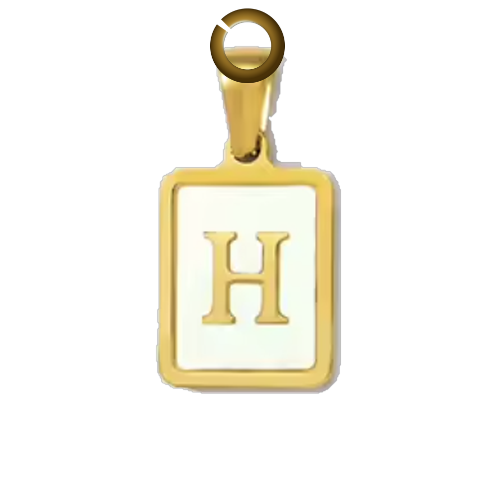 Mother of Pearl Letter Charm - H charm with jump ring