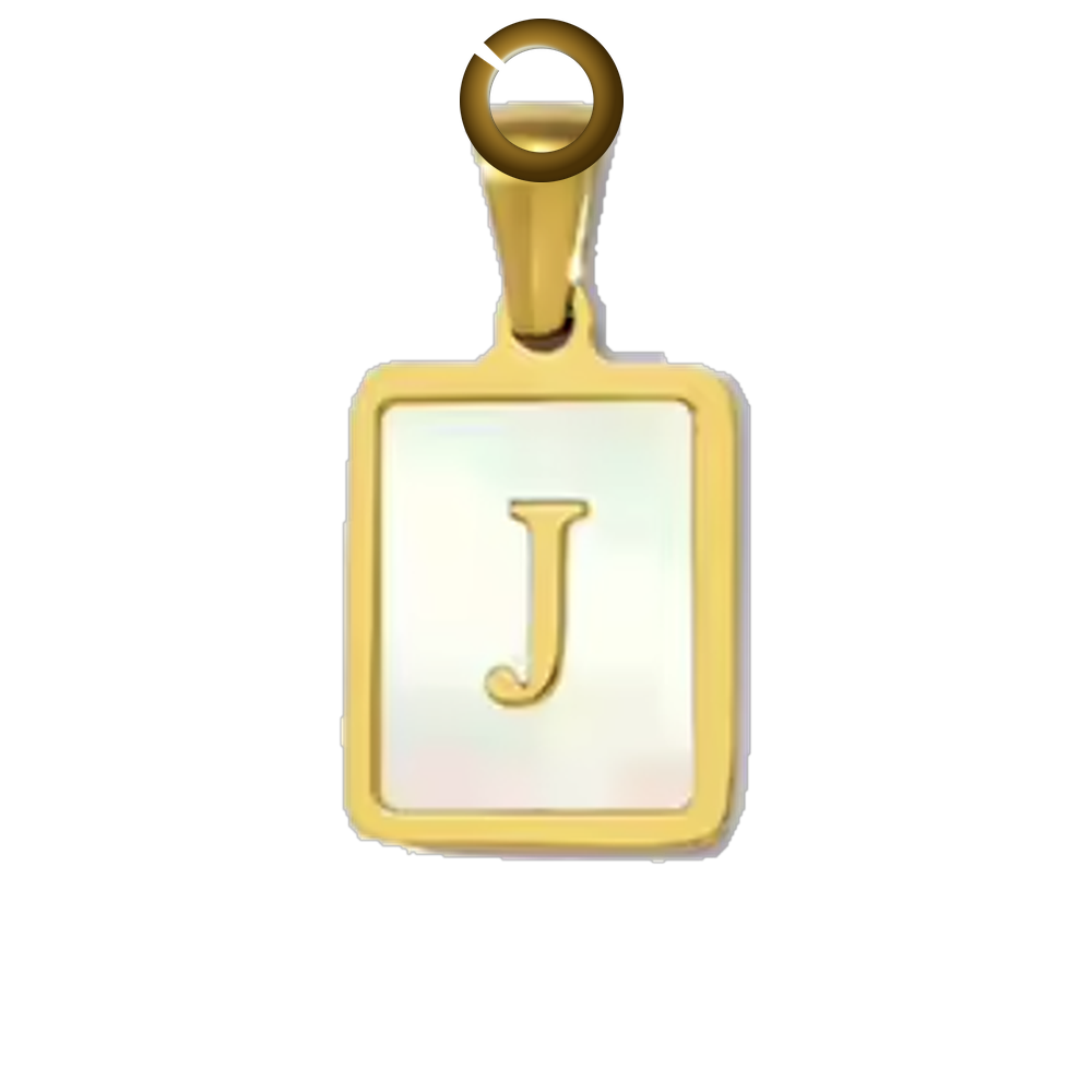 Mother of Pearl Letter Charm - J charm with jump ring