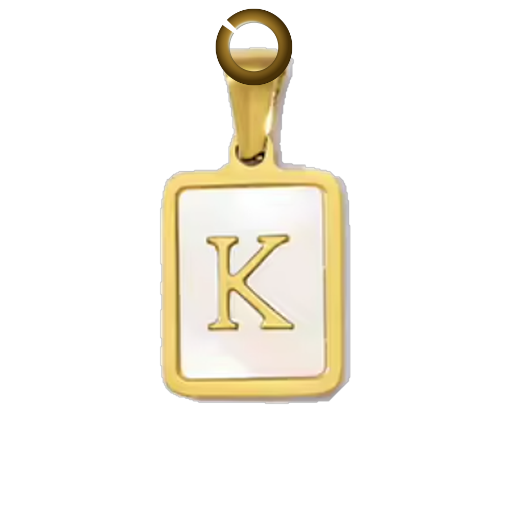 Mother of Pearl Letter Charm - K charm with jump ring