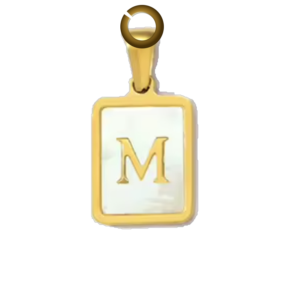 Mother of Pearl Letter Charm - M charm with jump ring