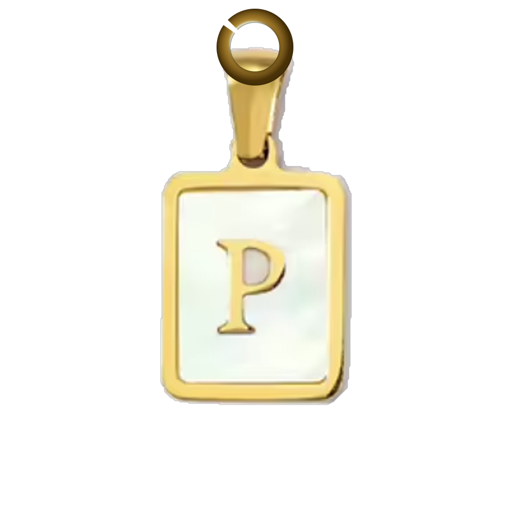 Mother of Pearl Letter Charm - P charm with jump ring