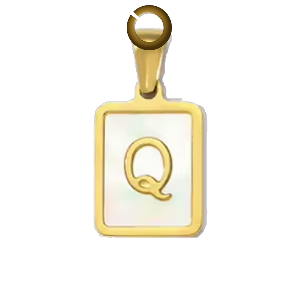 Mother of Pearl Letter Charm - Q charm with jump ring