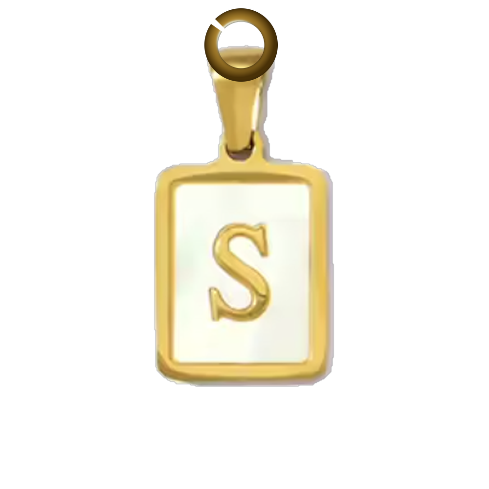Mother of Pearl Letter Charm - S charm with jump ring