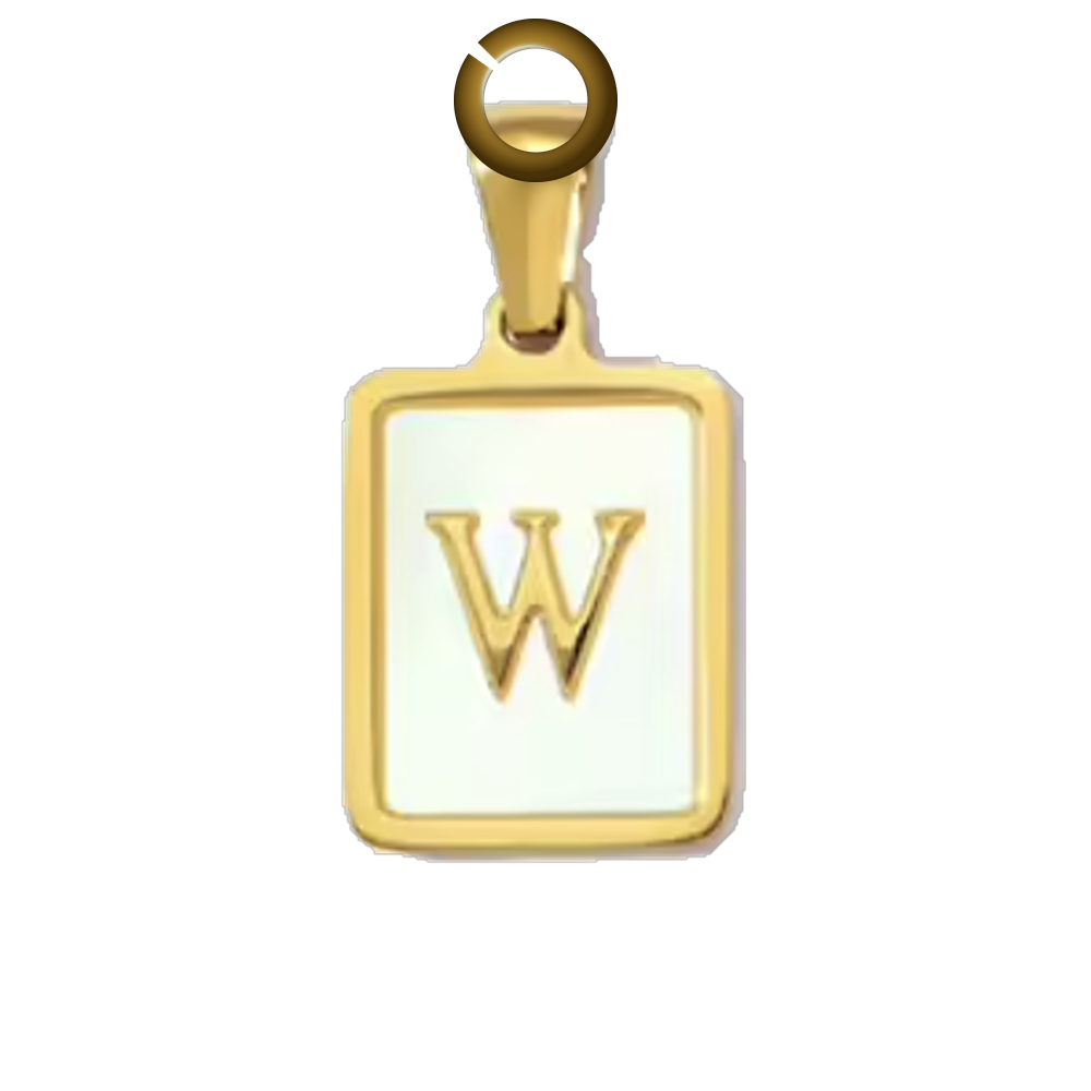 Mother of Pearl Letter Charm - W charm with jump ring