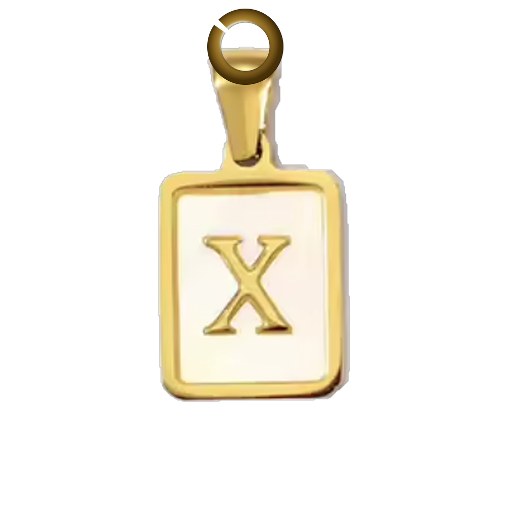 Mother of Pearl Letter Charm - X charm with jump ring