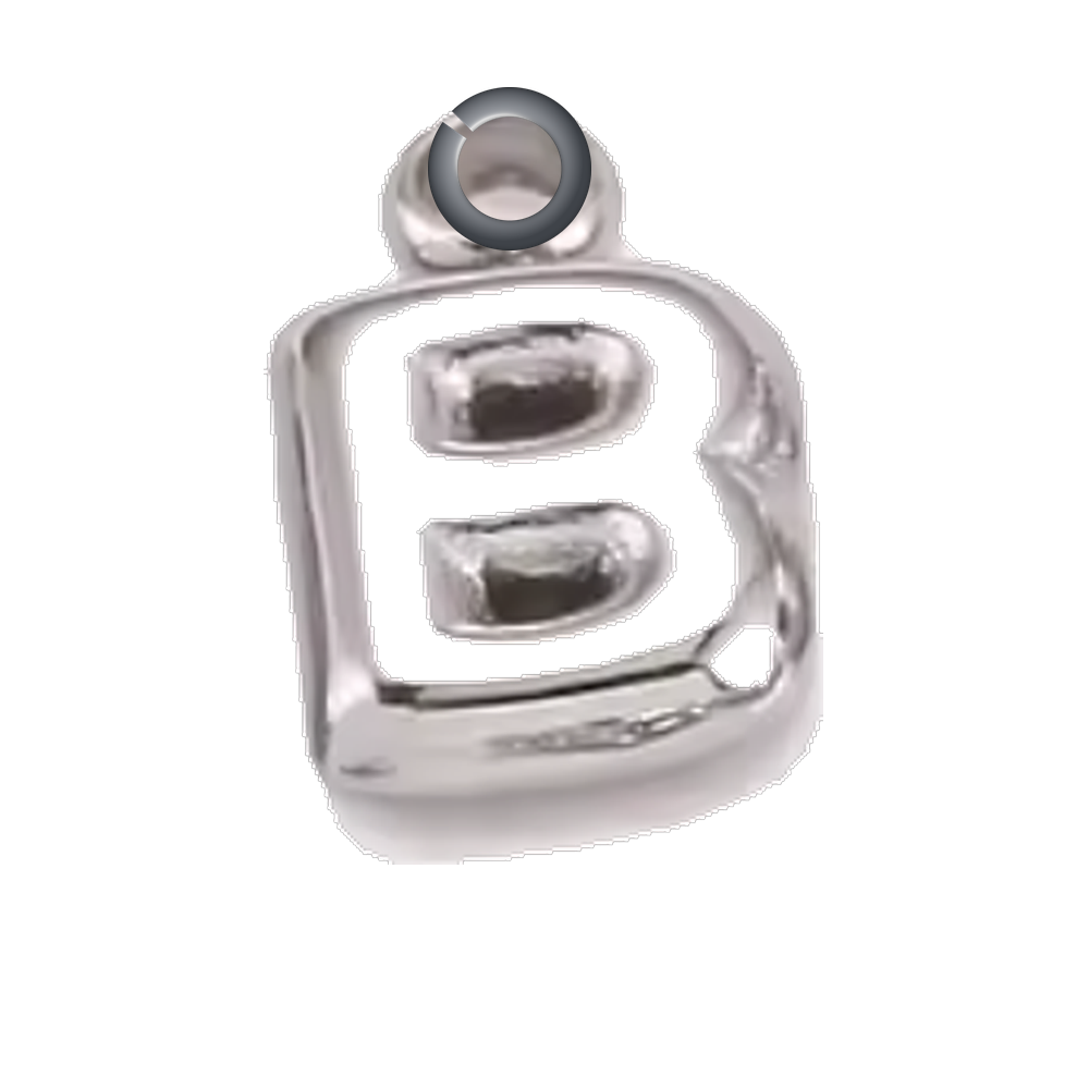 Silver Bubble Letter Charm - B charm with jump ring
