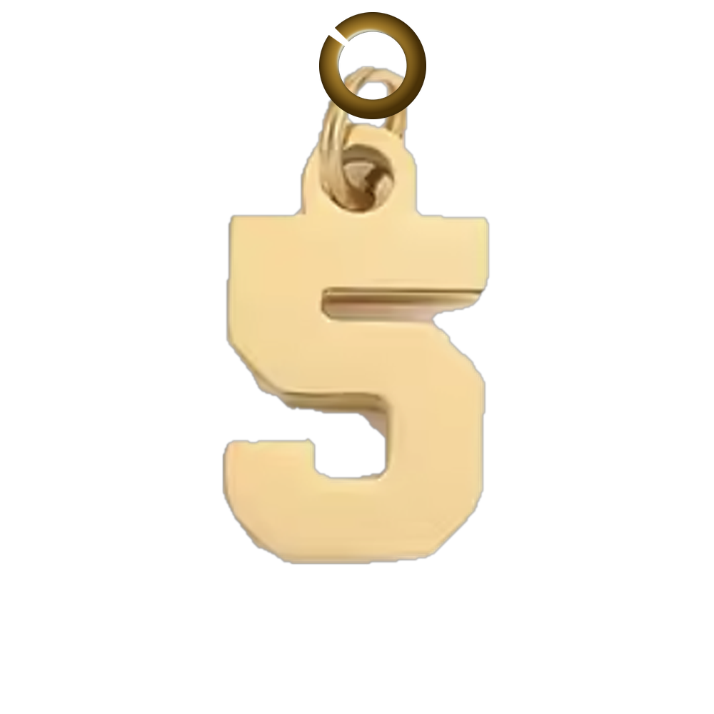 Block Number Charm - 5 charm with jump ring