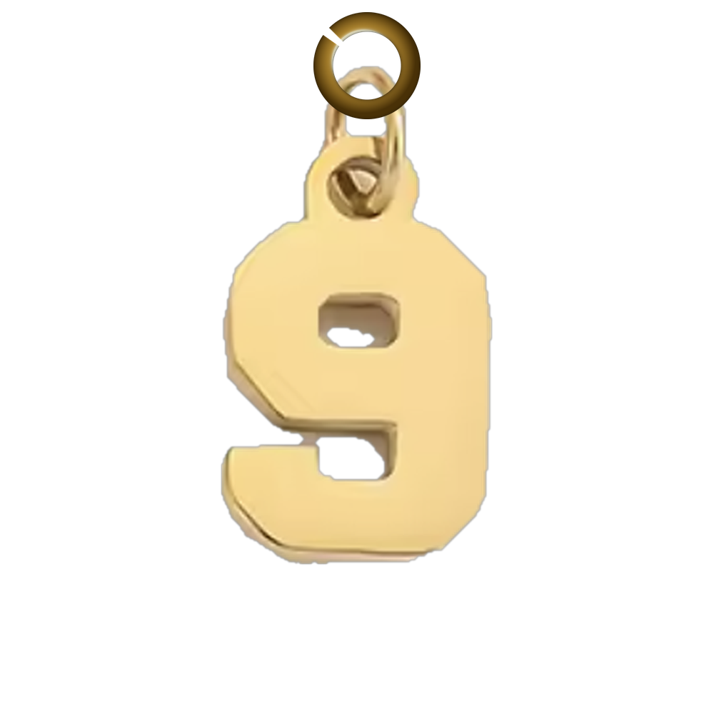 Block Number Charm - 9 charm with jump ring