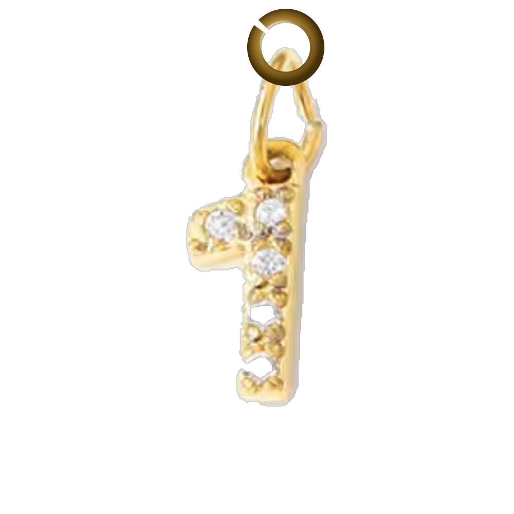 Gold Pave Number Charm - 1 charm with jump ring