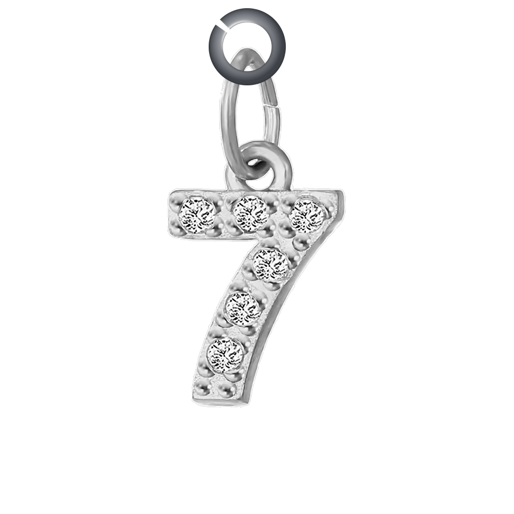 Silver Pave Number Charm - 7 charm with jump ring