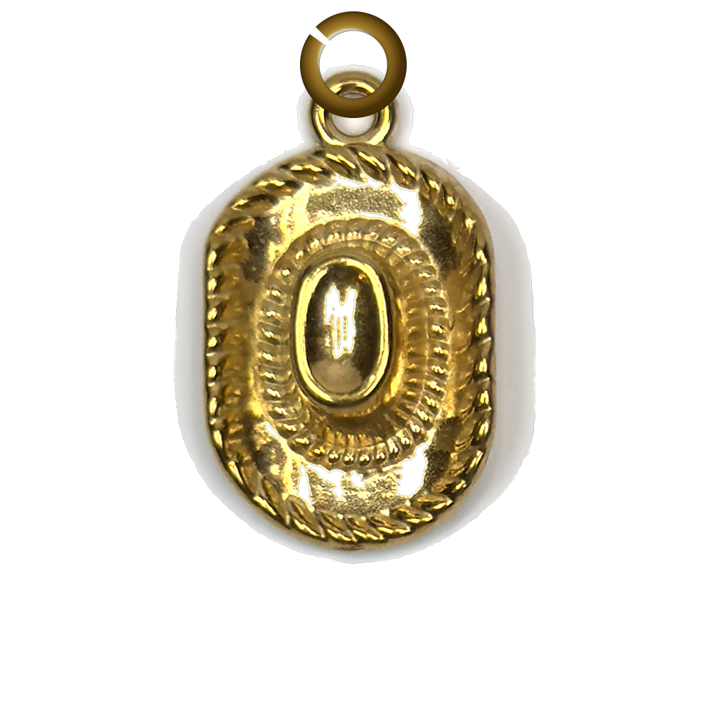 Oval Cowboy Hat Charm - Gold charm with jump ring