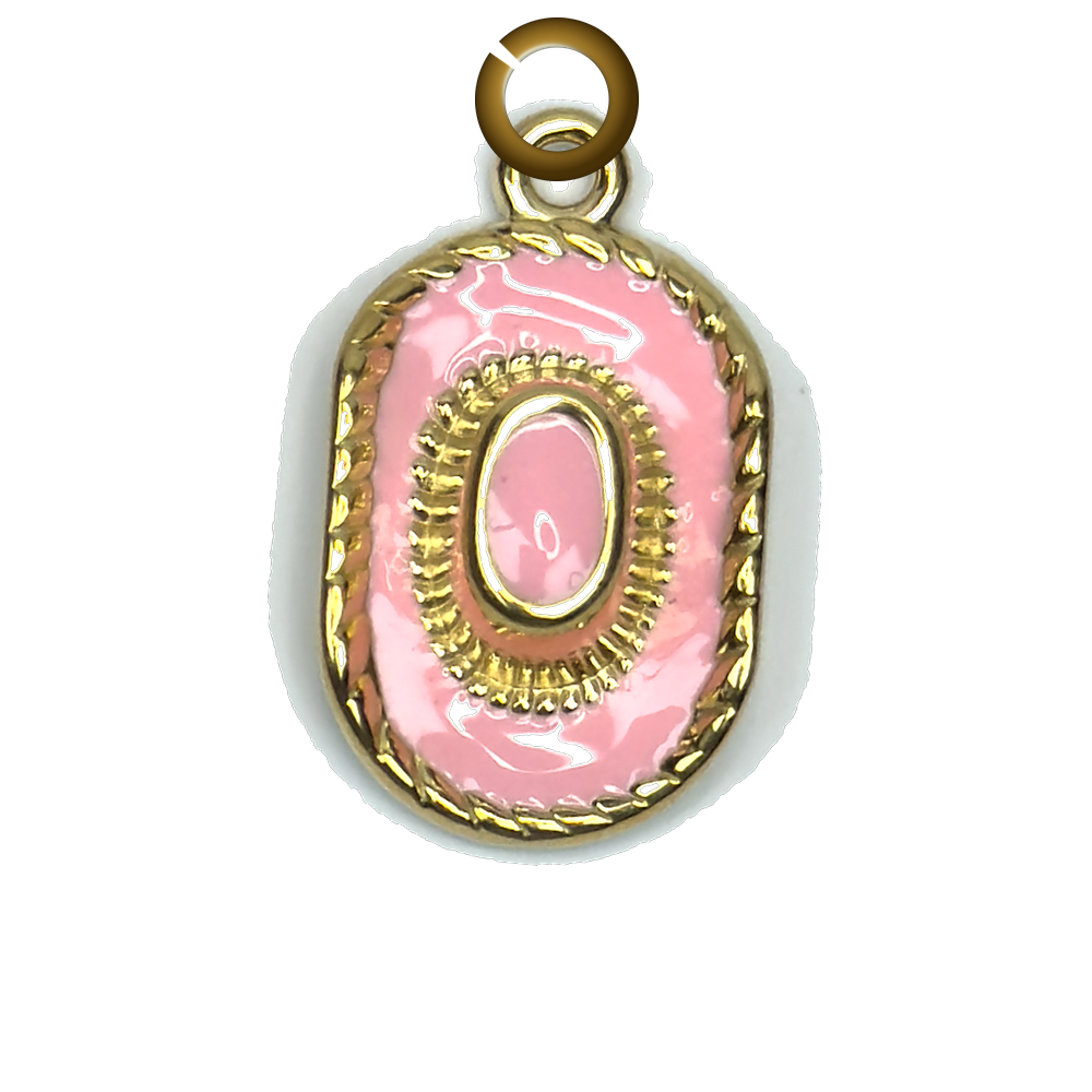 Oval Cowboy Hat Charm - Pink charm with jump ring