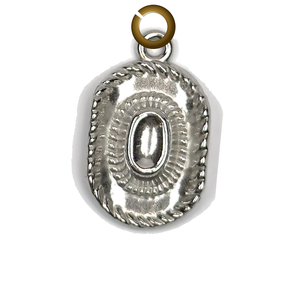 Oval Cowboy Hat Charm - Silver charm with jump ring