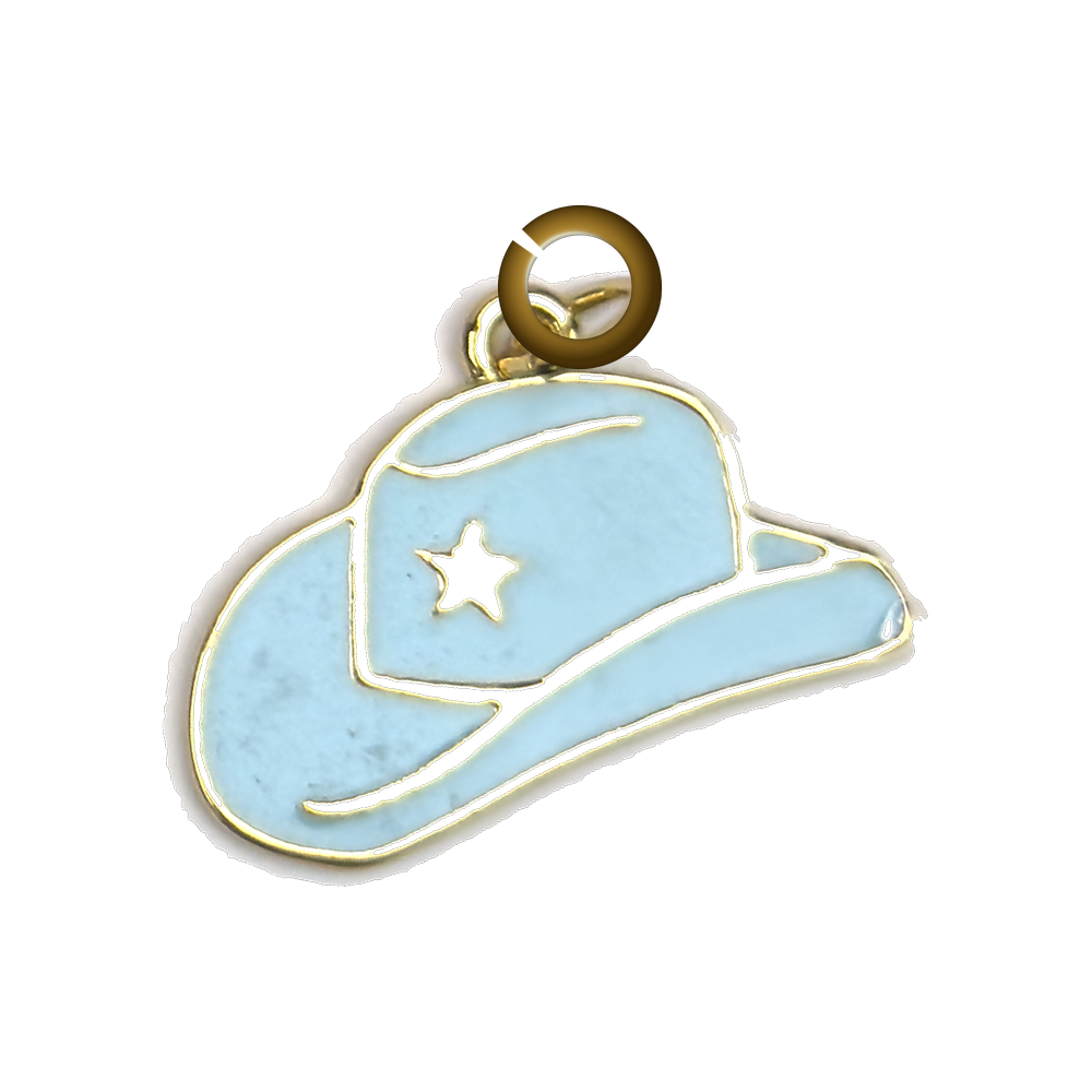Enamel Cowboy Hat Charm - Light Blue charm with jump ring