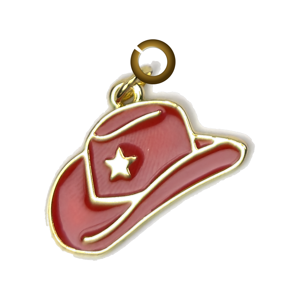 Enamel Cowboy Hat Charm - Red charm with jump ring
