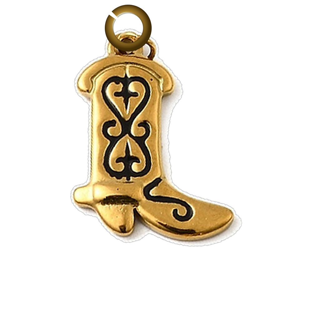 Cowboy Boot Charm - Black charm with jump ring