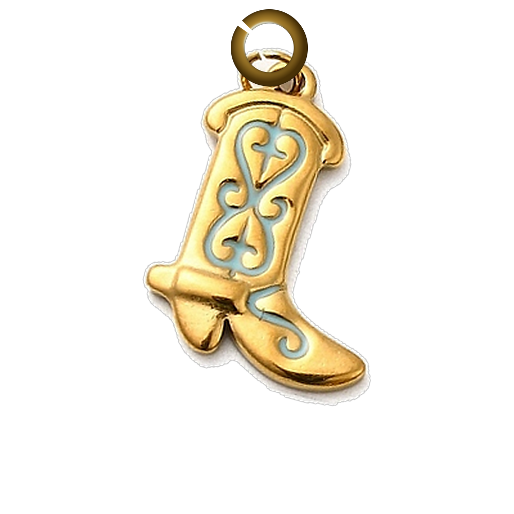 Cowboy Boot Charm - Light Blue charm with jump ring