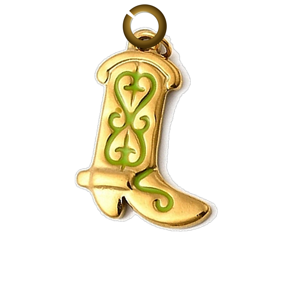 Cowboy Boot Charm - Lime Green charm with jump ring