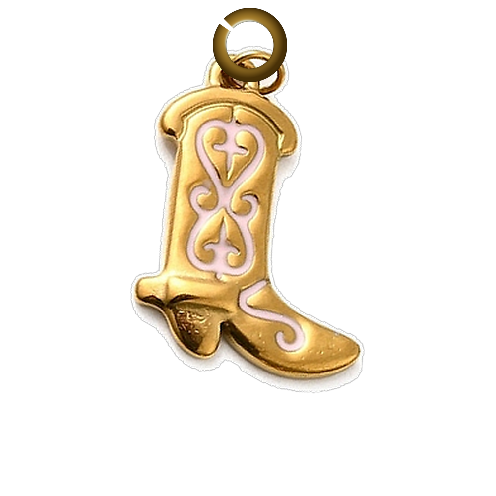 Cowboy Boot Charm - Pink charm with jump ring