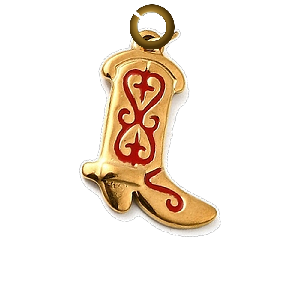 Cowboy Boot Charm - Red charm with jump ring