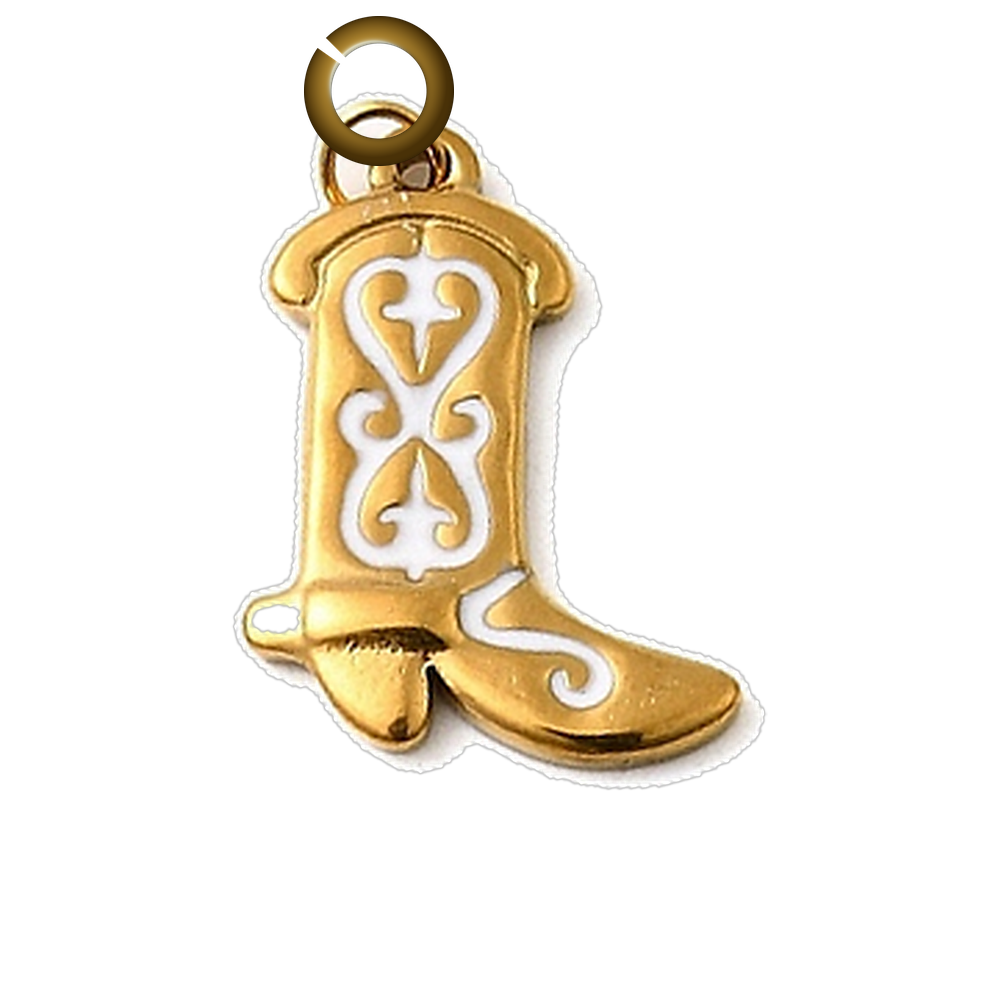 Cowboy Boot Charm - White charm with jump ring