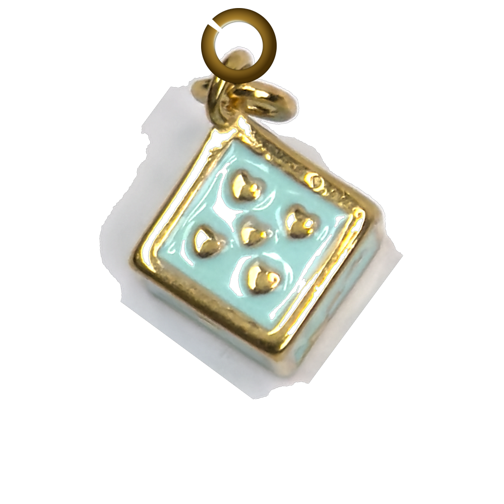 Heart Dice Charm - Light Blue charm with jump ring