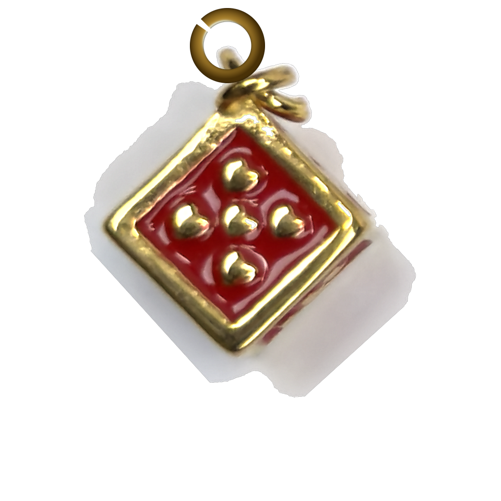 Heart Dice Charm - Red charm with jump ring