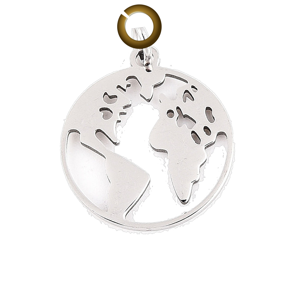 World Map Charm charm with jump ring
