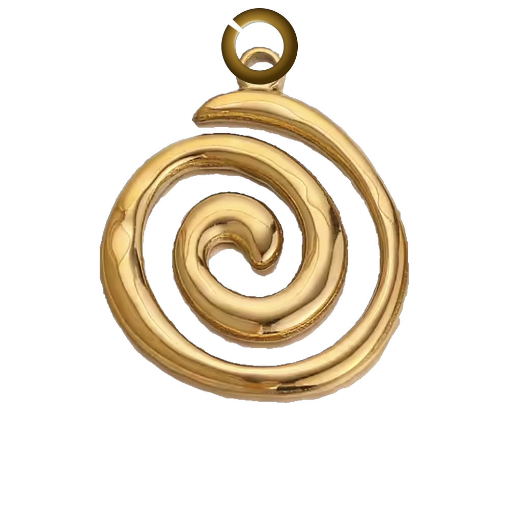 Spiral Charm - Gold charm with jump ring