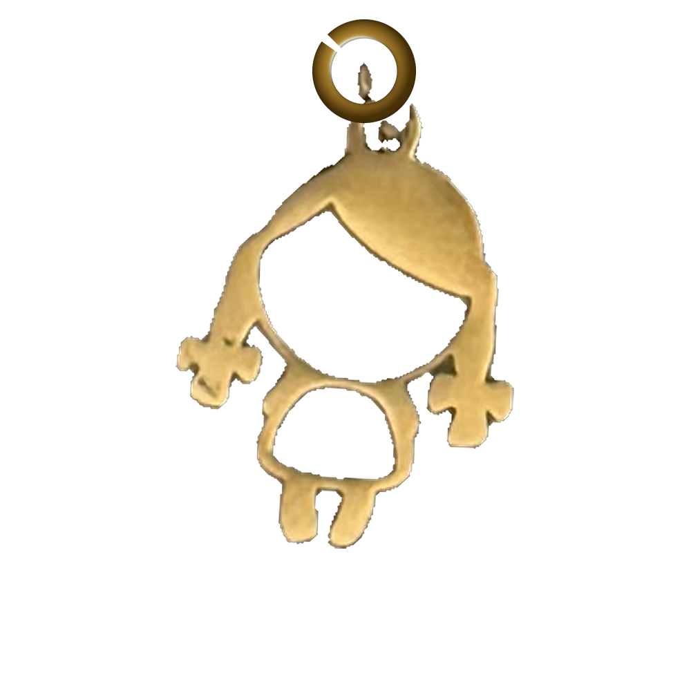 Gold Kid Charm - Girl charm with jump ring