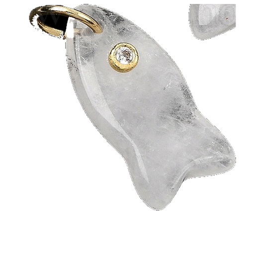 Charm - Stone Fish Charm - Quartz Crystal