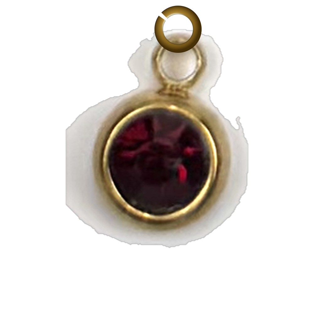 Round Crystal Charm - Dark Red charm with jump ring