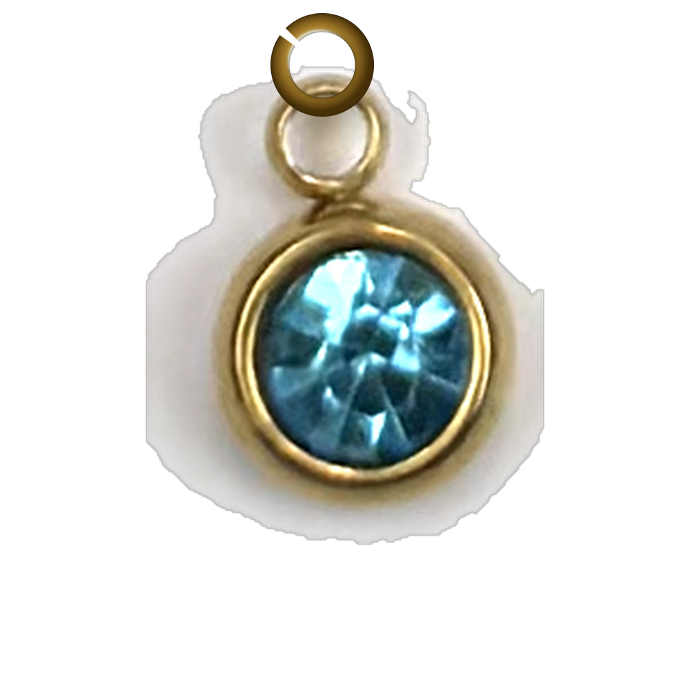 Round Crystal Charm - Light Blue charm with jump ring