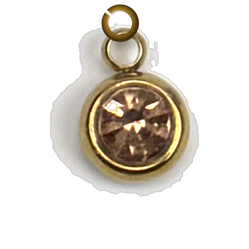 Round Crystal Charm - Peach charm with jump ring